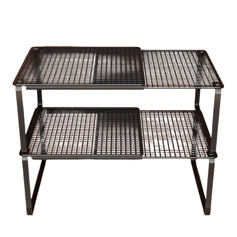 옷장 선반 다층 정리 수납대 길이조절 캐비닛 칸막이 블랙 M 1단 (27-38x27x22) - 상품 이미지