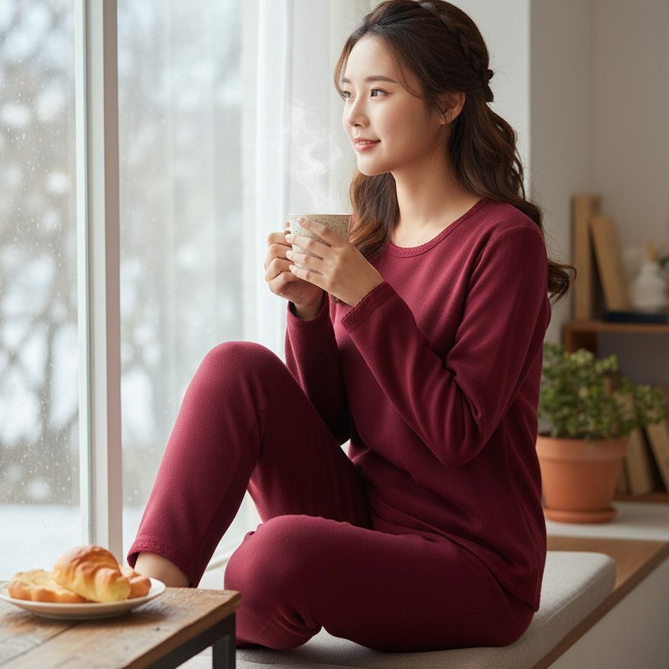 겨울 여성 발열 융 기모 내의 보온 여자 내복 상의 하의 세트 소울미스킨 - 상품 이미지
