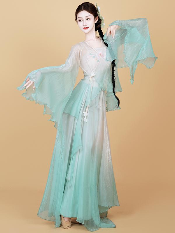 워십복 고전무용 그라데이션 몸찬양  풀 세트 프린트캐미솔 쉬폰 S - 상세 이미지 3