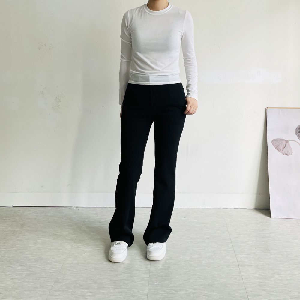 기모슬랙스 부츠컷슬랙스 겨울 하이웨스트 키작녀 키큰여자 팬츠 2기장 - 상세 이미지 2