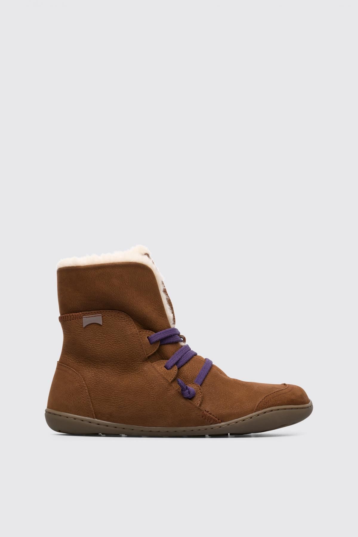 캠퍼 테크니컬 누벅 앵클부츠 퍼안감 여성 46477-045 BROWN - 상품 이미지