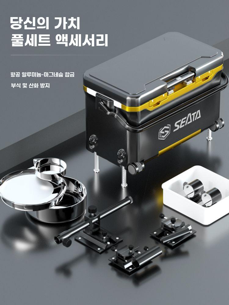 낚시캐리어 이동식 아이스박스 보냉 태클박스 테이블 세트 블랙/레드 박스+숄더 스트랩 - 상세 이미지 4