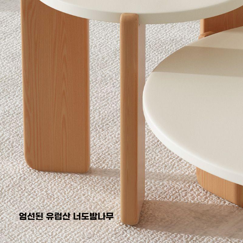 크림 테이블 거실 낮은테이블 원목 좌탁 티테이블 미니멀 코코아 커스터드 50cm - 상세 이미지 3