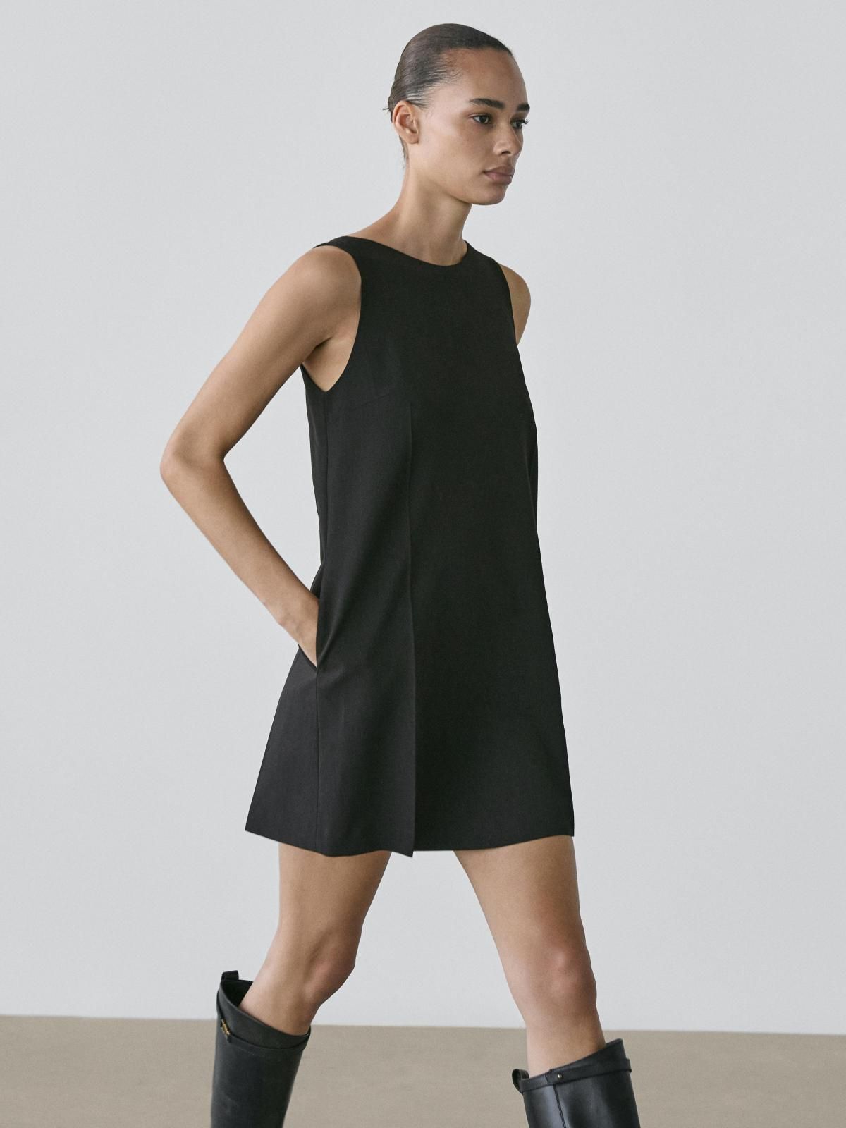 마시모두띠 스트레치 울블렌드 블랙 미니 원피스 6662/505 BLACK - 상세 이미지 3