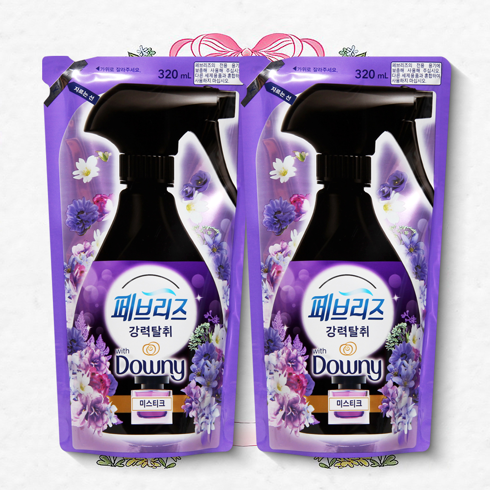 페브리즈 리필 다우니 미스티크향 섬유탈취제 320ml 2개 강력탈취 섬유향수