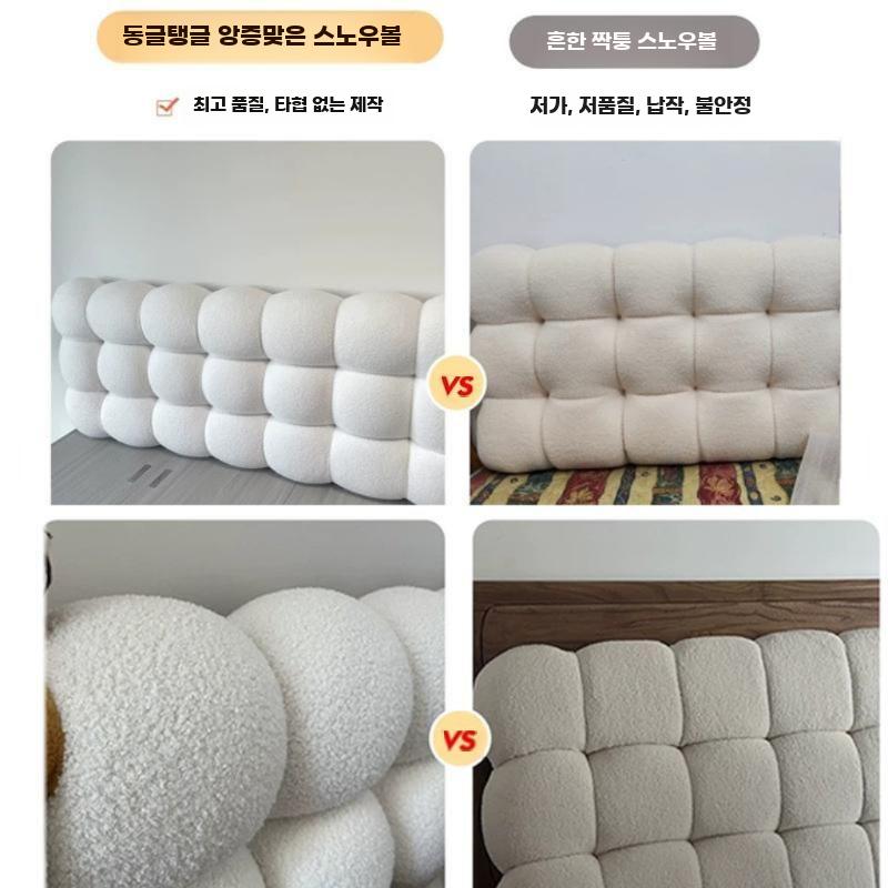 침대 헤드쿠션 벨벳 양모 침대등받이 쿠션 머리 보드 밀크 화이트 길이120 높이60 두께13cm - 상세 이미지 4