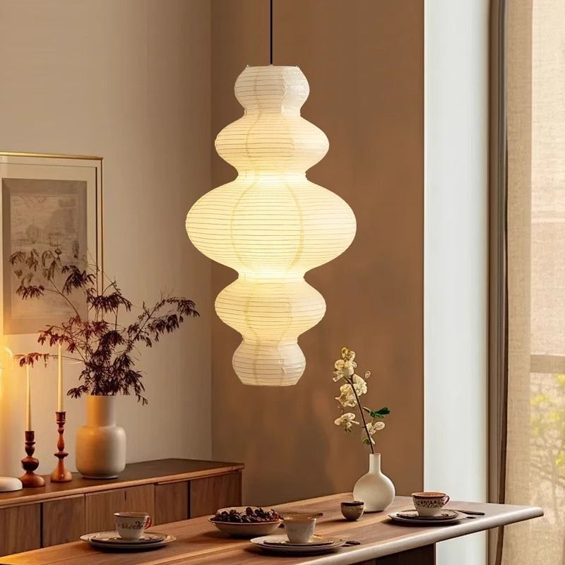 천장 갓등 일본식 천장등 와비사비 펜던트 무드등 조명 지름 43 높이 83cm 웜라이트 화이트 와이어 - 상세 이미지 2