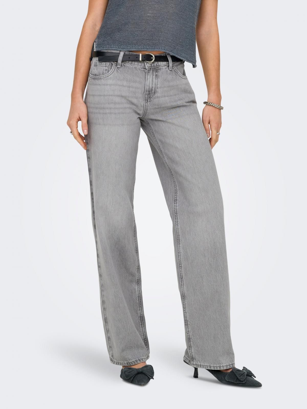 온리 로우웨이스트 스트레이트핏 데님 팬츠 15334363_2106 GREY / LIGHT GREY DENIM - 상품 이미지