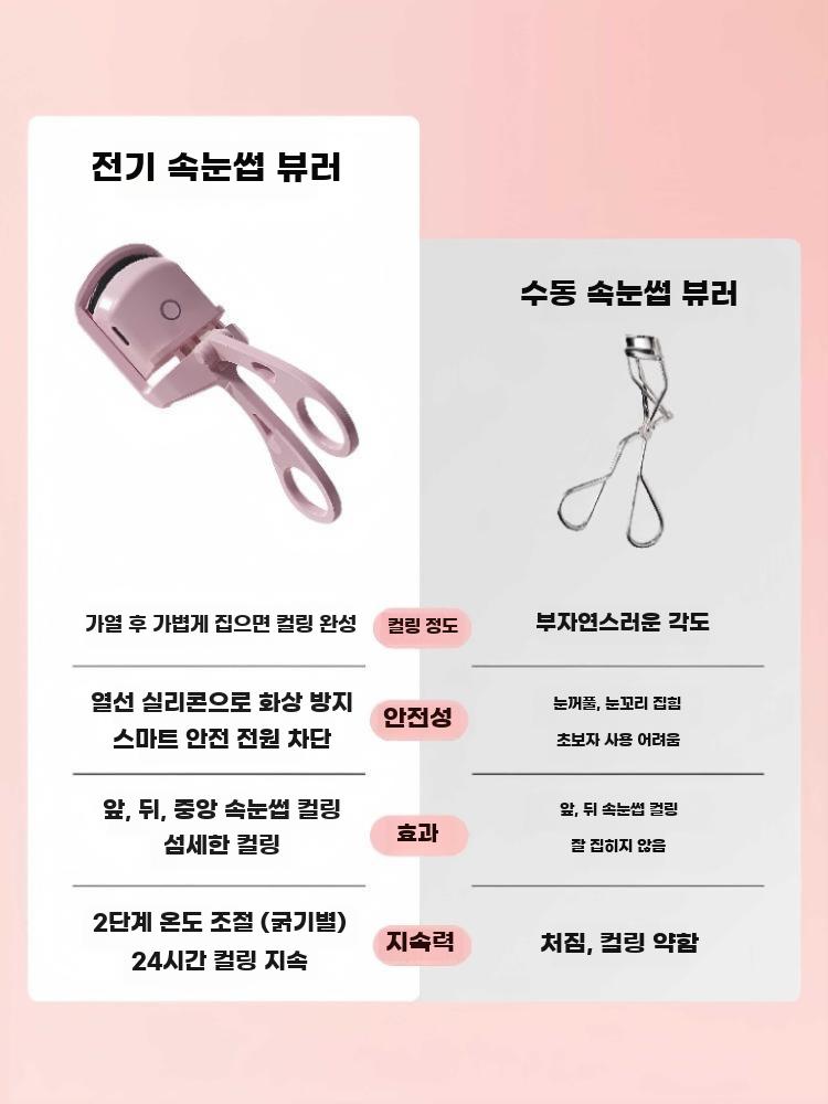 전기 속눈썹 뷰러 히팅 메이크업 마스카라 정리기 핑크 - 상세 이미지 5