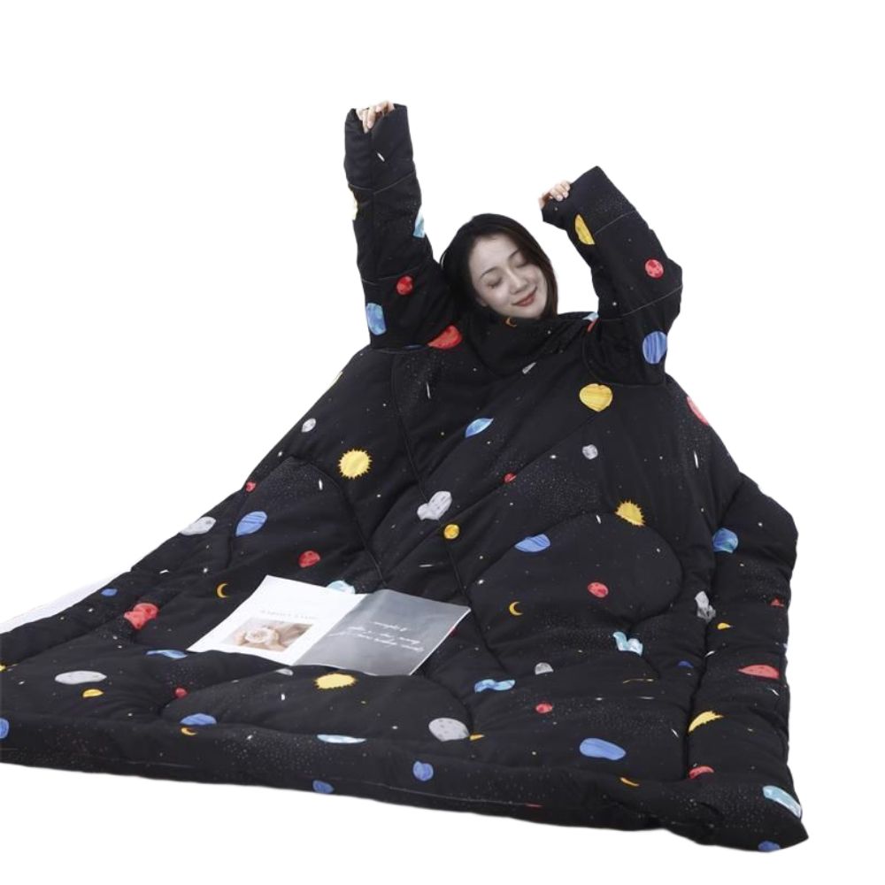 입는이불 겨울 입는 담요 침낭 전신 패딩 대형 집콕 우주 120 x 150cm - 상품 이미지