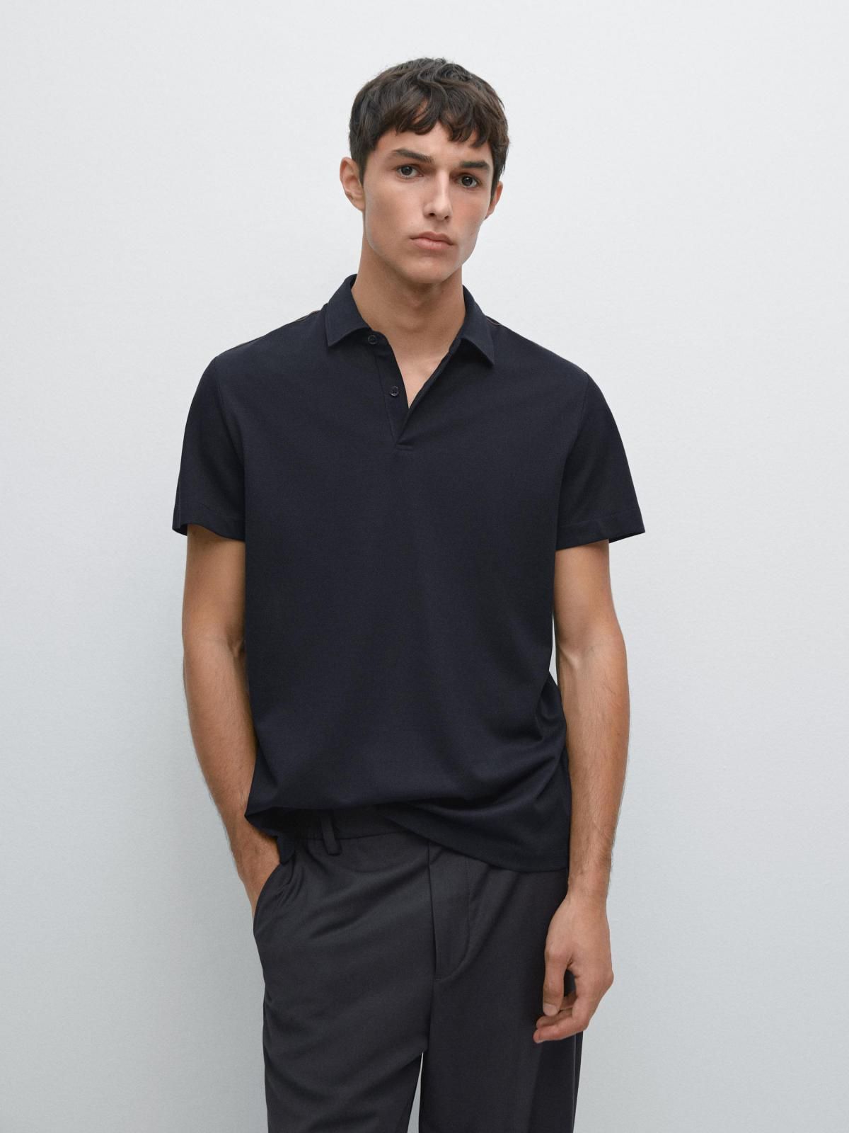 마시모두띠 테크니컬 배색 스티치 반팔 폴로셔츠 0572/440 NAVY BLUE - 상세 이미지 3