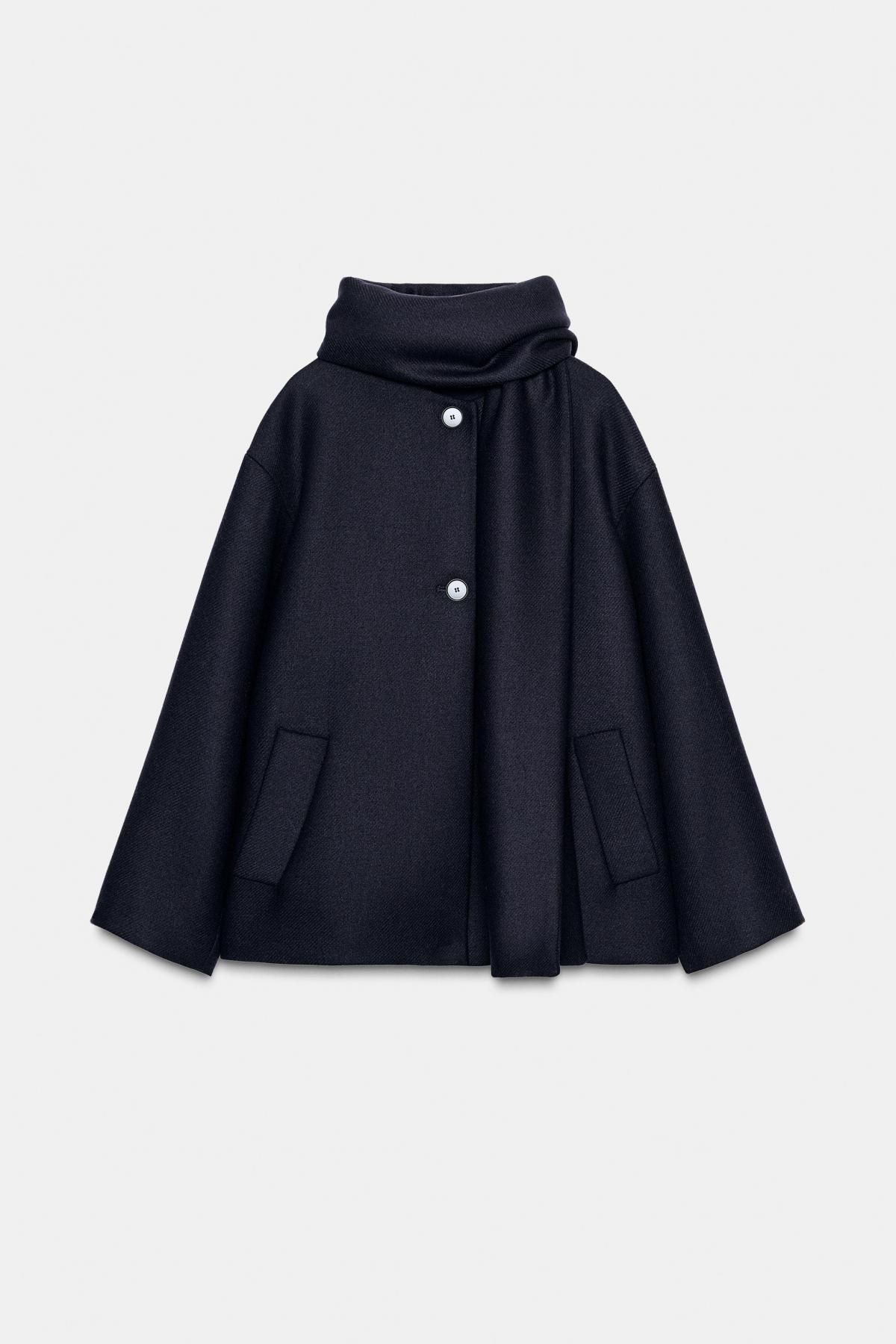 자라 테크니컬 울 숏코트 스카프 세트 2065/201 NAVY BLUE - 상품 이미지