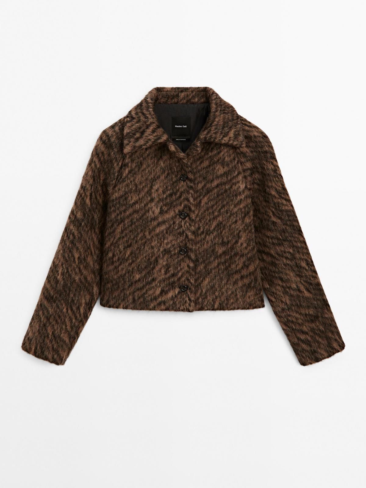 마시모두띠 애니멀 프린트 퍼 숏코트 울블렌드 6448/855 BROWN - 상품 이미지