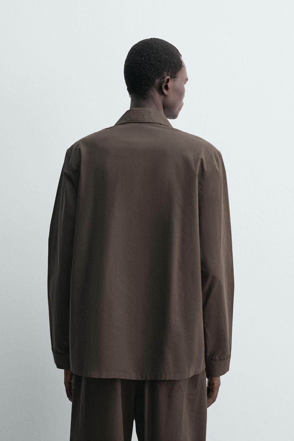 자라 테크니컬 자카드 긴팔 셔츠 5344/320 BROWN - 상세 이미지 4