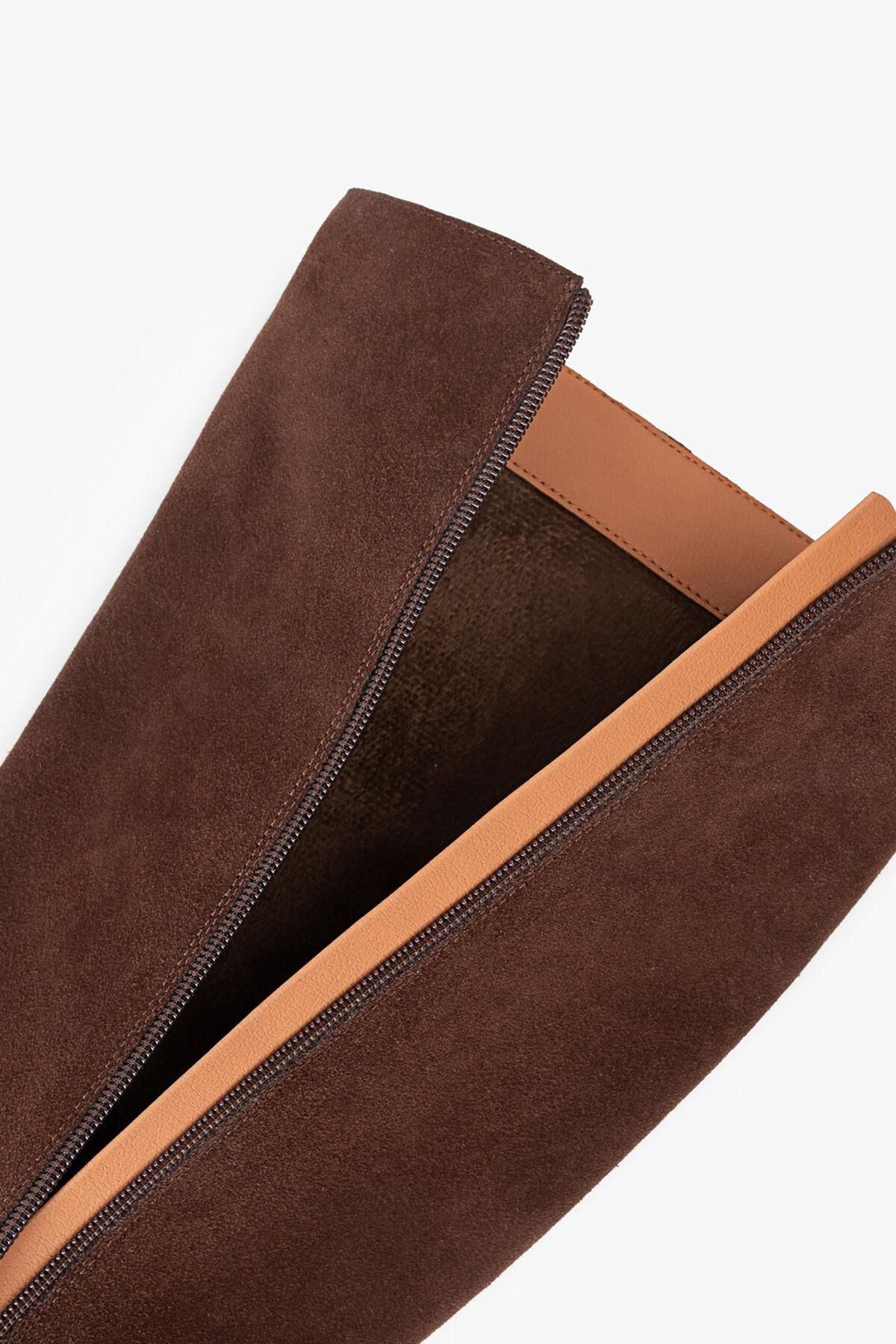 포파 스웨이드 클래식 미들힐 롱부츠 브라운 3892280 MARRON OSCURO - 상세 이미지 5
