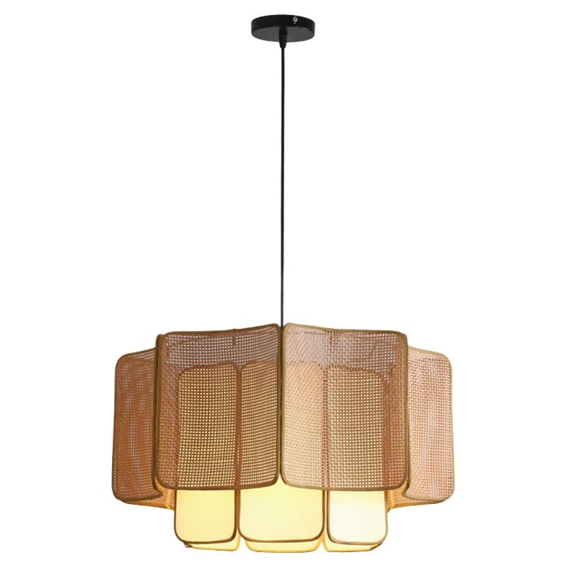라탄 천장등 일본식 식탁등 복고풍 레트로 조명 샹들리에 브라운 직경 40cm - 상세 이미지 5