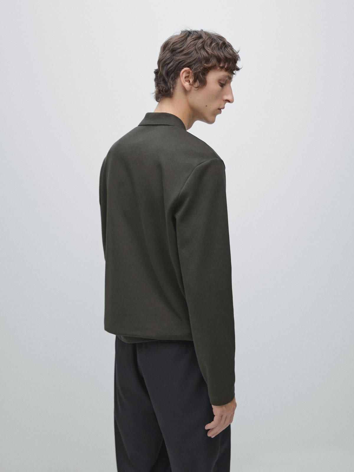 마시모두띠 코튼 립 디테일 긴팔 폴로셔츠 0578/156 CHARCOAL GREY - 상세 이미지 4