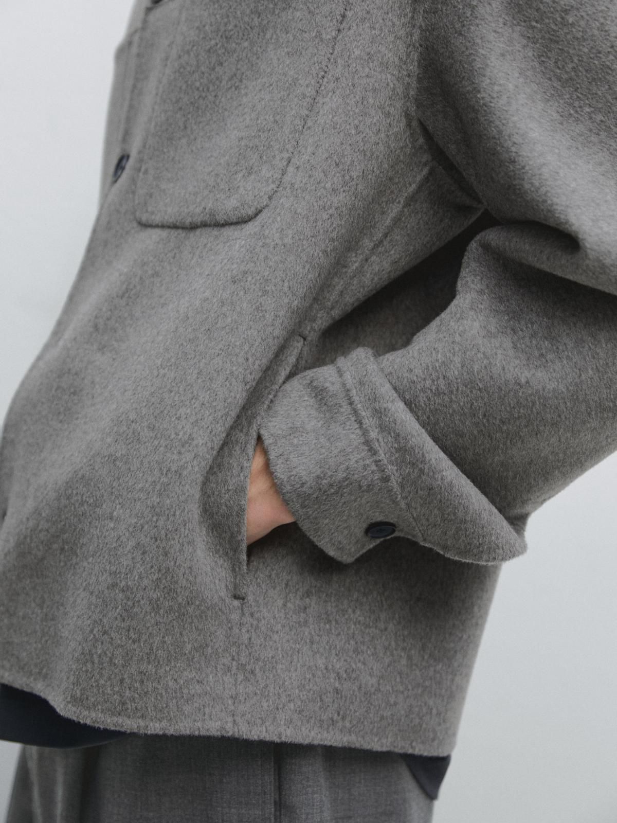 마시모두띠 울 블렌드 오버셔츠 포켓 그레이 2842/381 PALE GREY - 상세 이미지 5