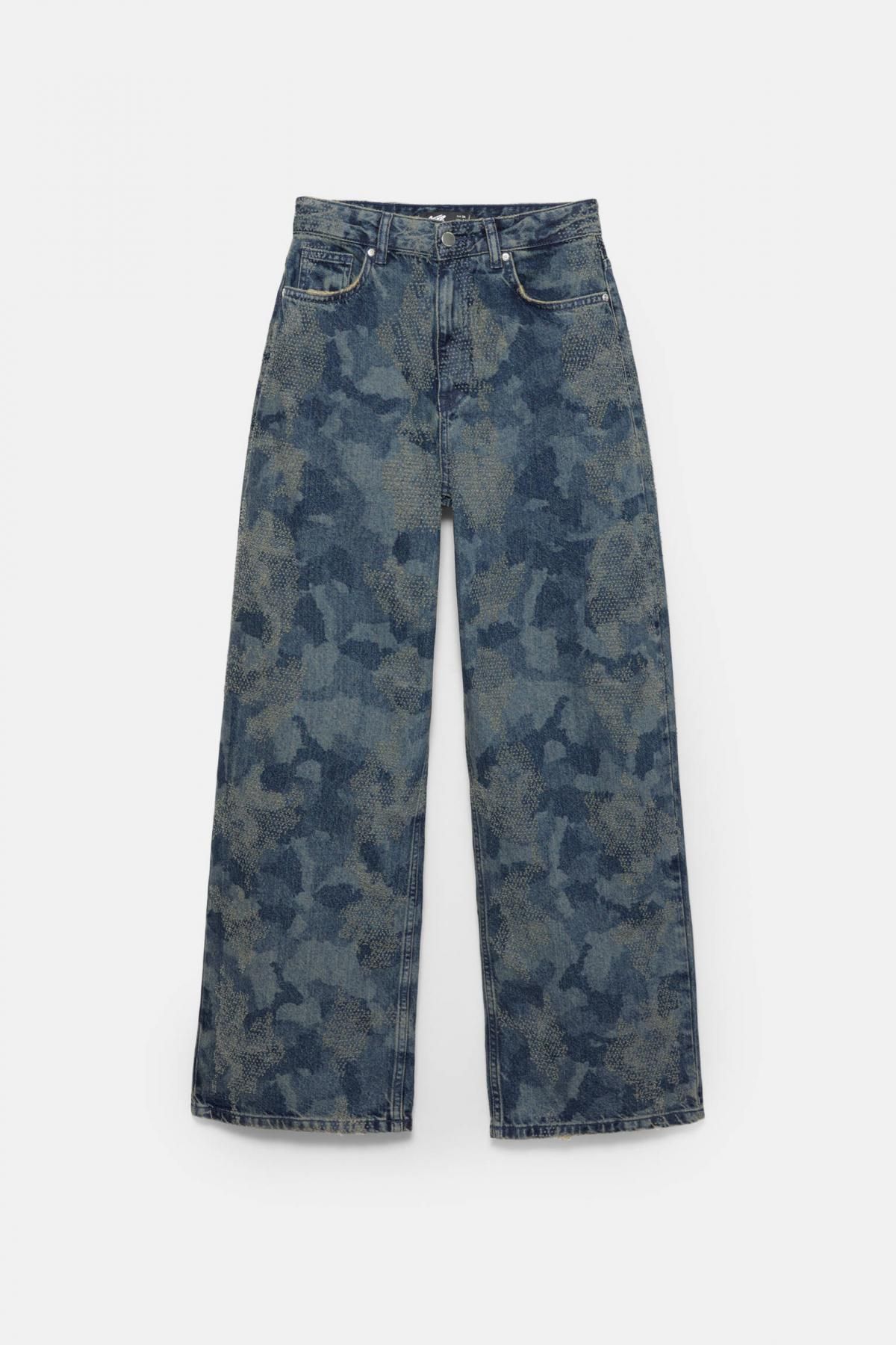 풀앤베어 레이저 프린트 배기핏 데님 청바지 7683/387 DARK BLUE - 상품 이미지