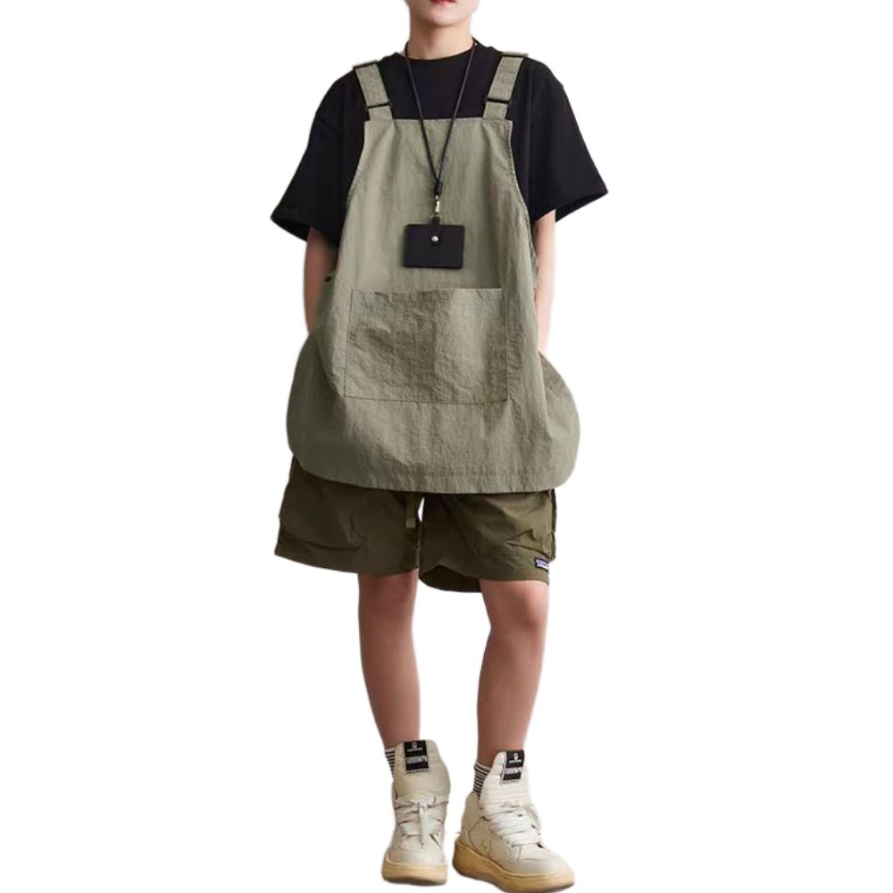 숏 앞치마 짧은 미용실 치마 꽃집 카페 주머니 조끼 공방 라이트 그린 65cm 스트랩 - 상품 이미지