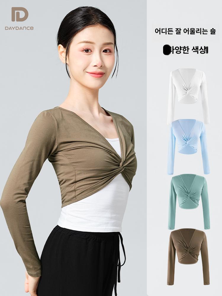 여성 발레 무용 상의 긴팔 체조복 가을용 댄스 연습복 - 상세 이미지 2