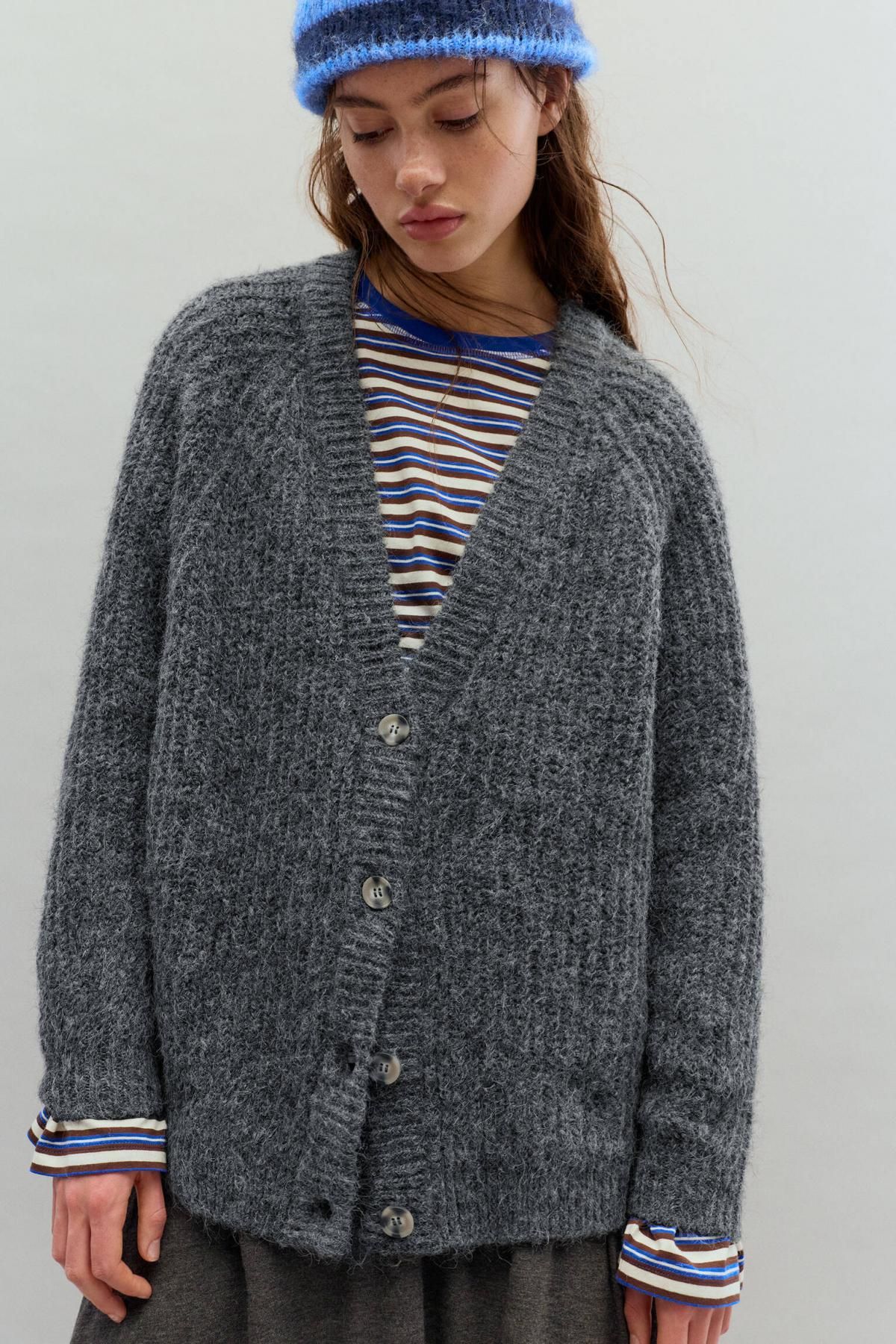풀앤베어 테크니컬 펄니트 라운드넥 가디건 3560/300 ANTHRACITE GREY - 상세 이미지 4