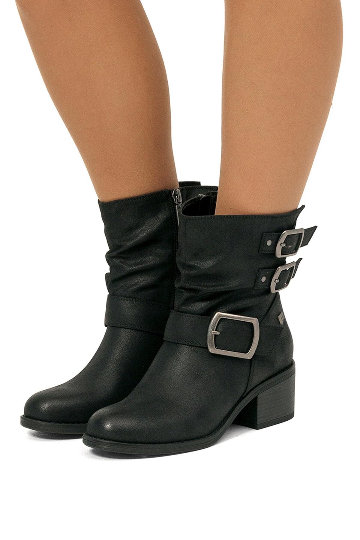 엠티엔지 바이커 스타일 메탈 버클 앵클부츠 블랙 1522666 NEGRO - 상세 이미지 2