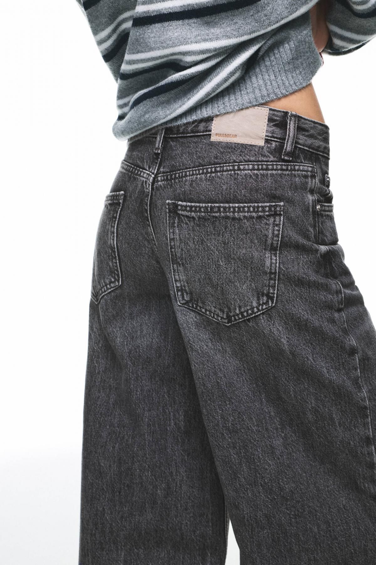 풀앤베어 로우라이즈 와이드핏 흑청 데님 팬츠 3660/315 MEDIUM GREY - 상세 이미지 5