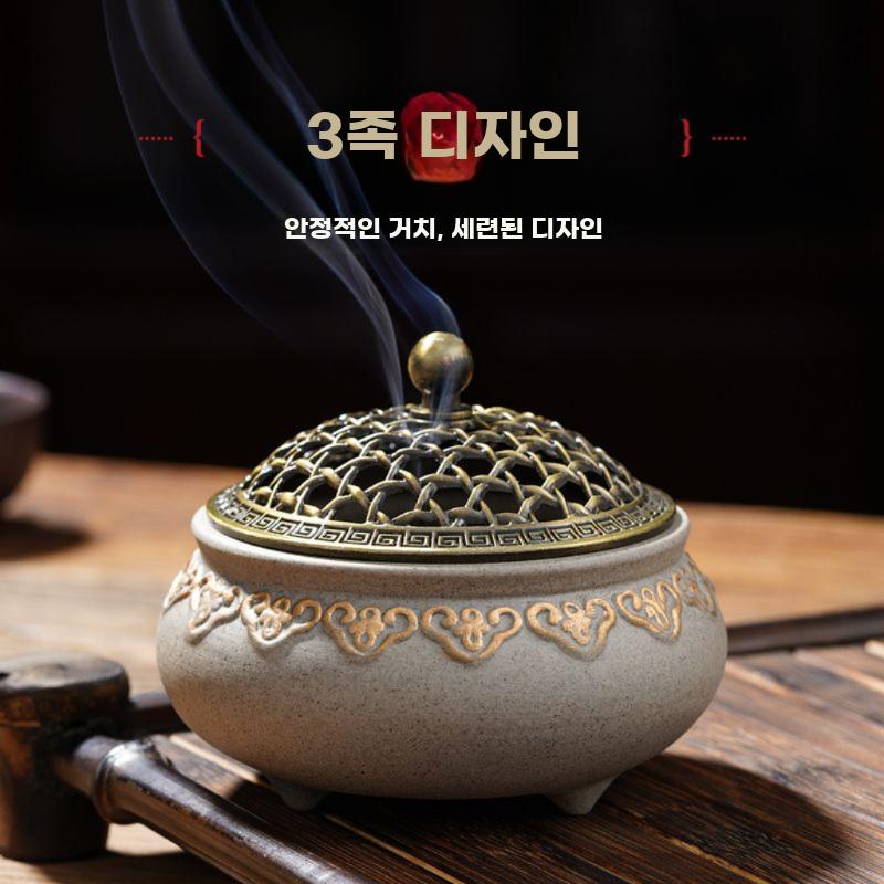 전통 향로 도자기 향 꽂이 인센스 홀더 법당 무속 명상 향로 - 상세 이미지 3