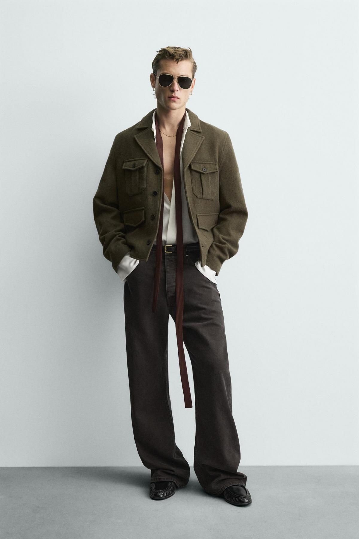 자라 한정판 울 크롭 포켓 재킷 9389/952 KHAKI - 상세 이미지 2