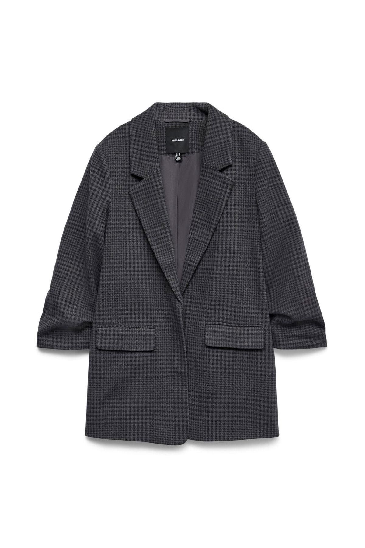 베로모다 클래식 체크 테일러드 블레이저 7부소매 6432606 GRIS OSCURO - 상품 이미지