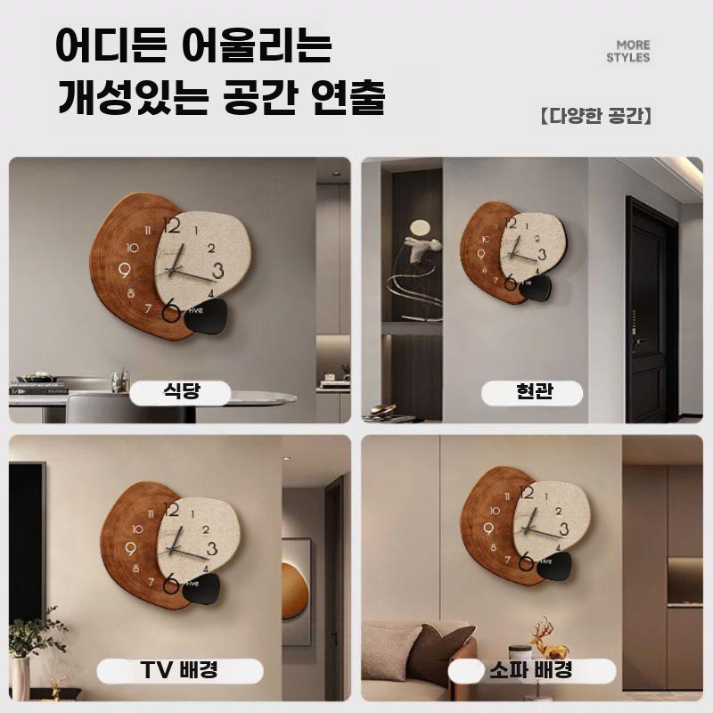 엔틱 벽시계 원목 벽걸이 시계 빈티지 우드 럭셔리 A 40x37cm - 상세 이미지 5