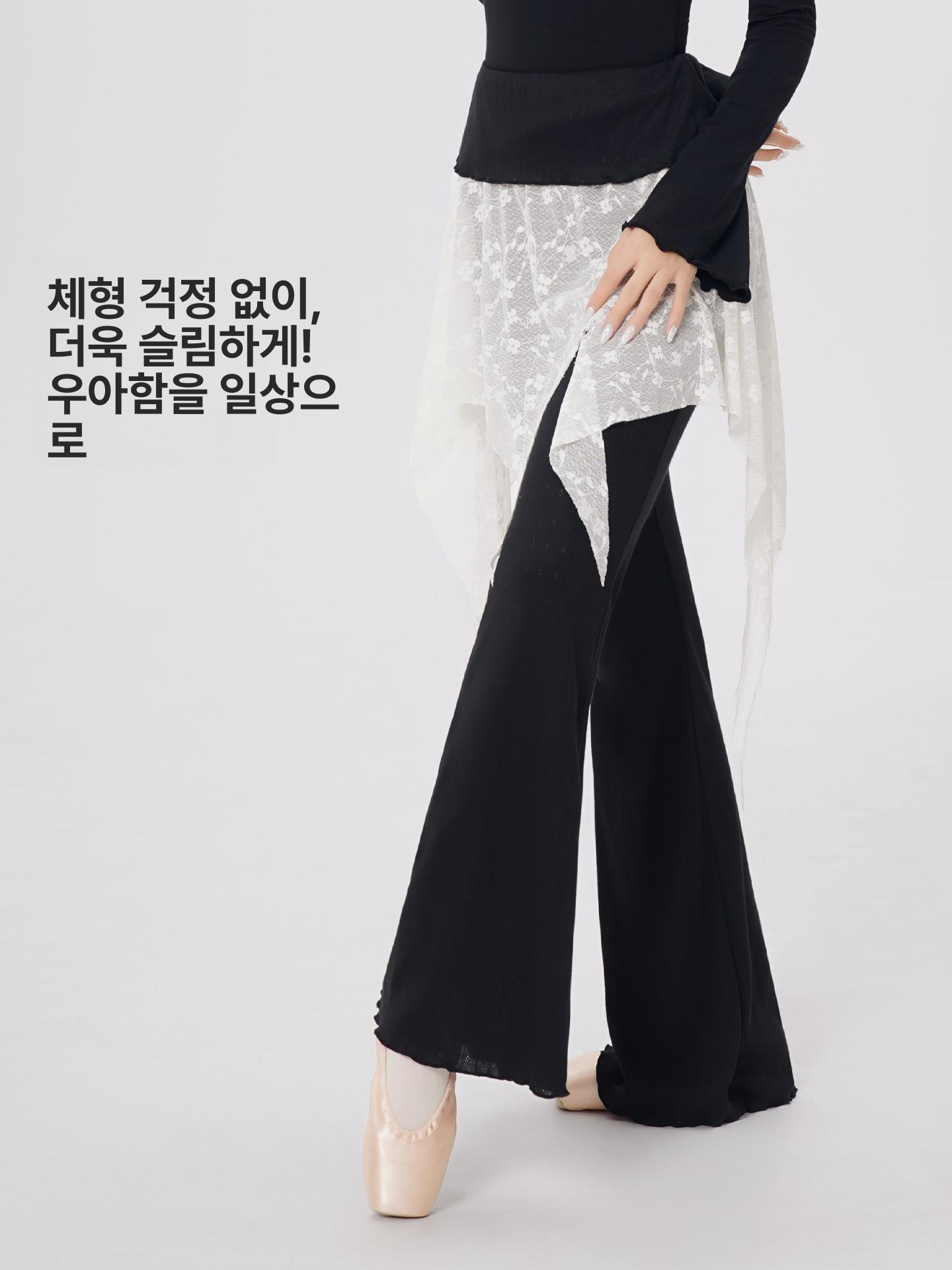 여성 성인 발레 연습용 하이웨이스트 바지 허리 올림 트레이닝 팬츠 - 상세 이미지 2