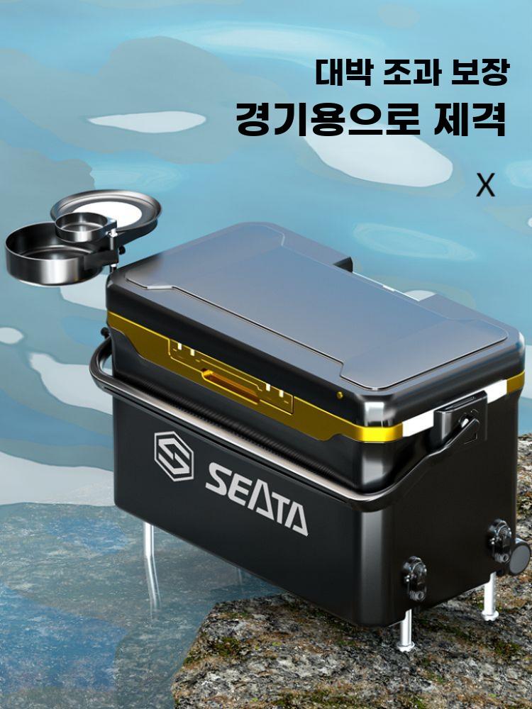 낚시캐리어 이동식 아이스박스 보냉 태클박스 테이블 세트 블랙/레드 박스+숄더 스트랩 - 상세 이미지 2