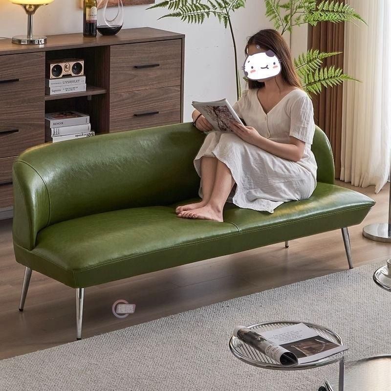거실 쇼파 인테리어 가죽소파 로비 라운지 대기 긴의자 그린 145cm 쿠션 포함 - 상세 이미지 5