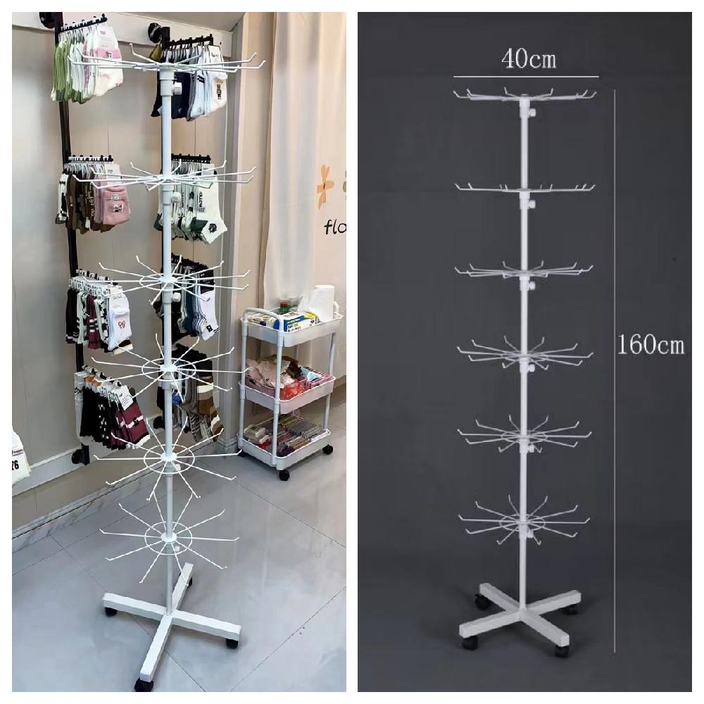 회전 진열대 매장 악세사리 선반 옷가게 쥬얼리 거치대 흰색 2단 66cm - 상세 이미지 4