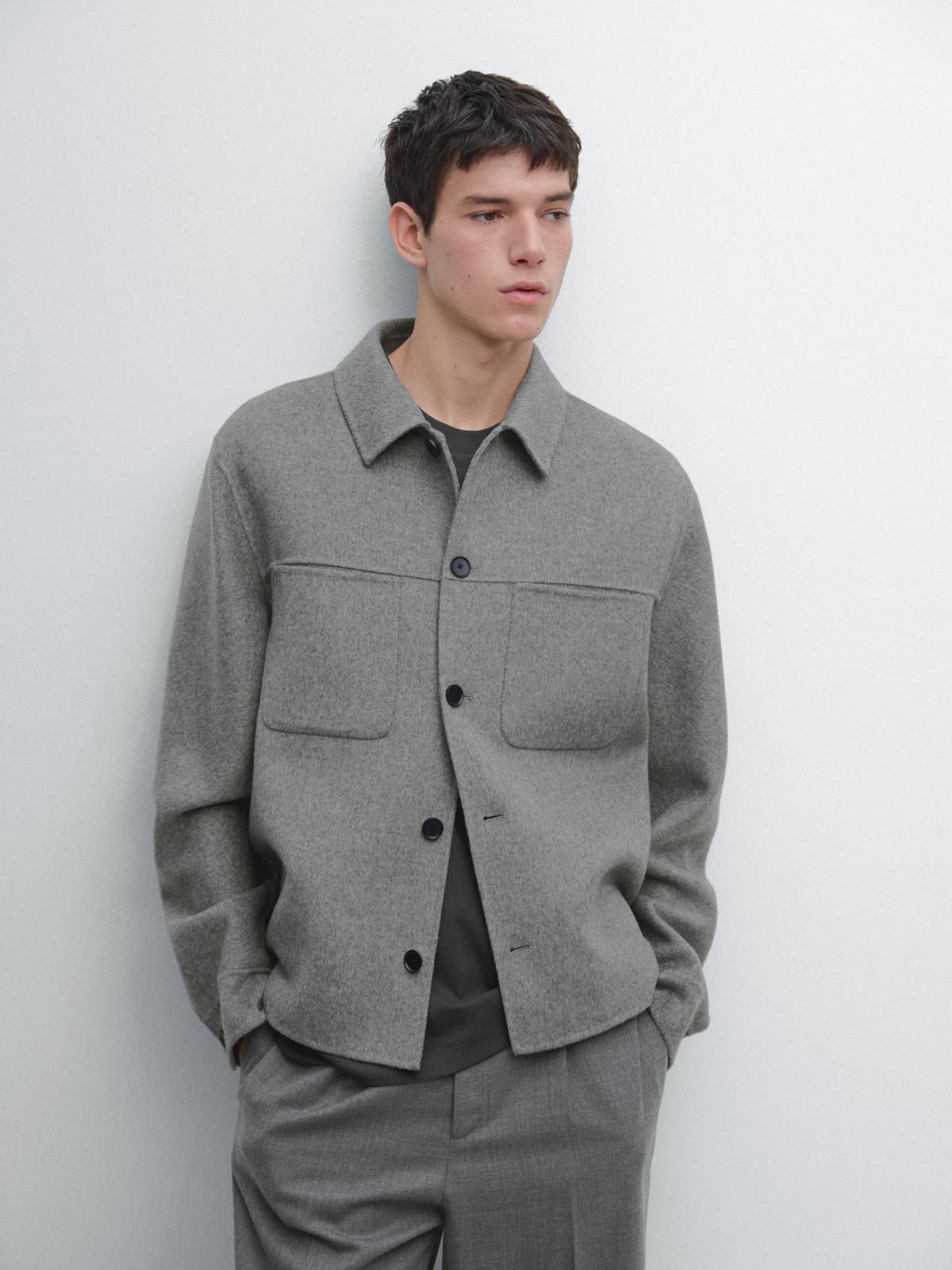 마시모두띠 울 블렌드 오버셔츠 포켓 그레이 2842/381 PALE GREY - 상세 이미지 3