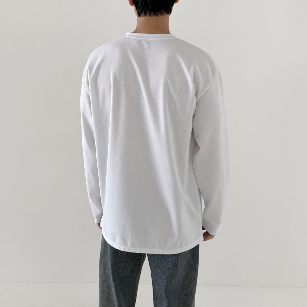 1+1 남자레이어드티 목안늘어나는티 어깨넓어보이는옷 두꺼운티셔츠 - 상세 이미지 3