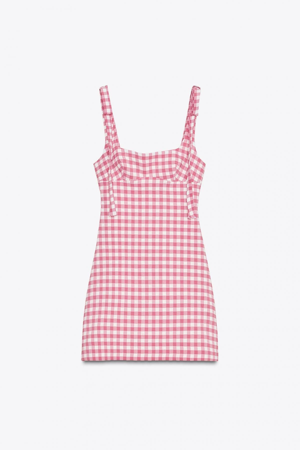 자라 로맨틱 깅엄체크 리본 미니 원피스 3067/205 PINK / WHITE - 메인 이미지