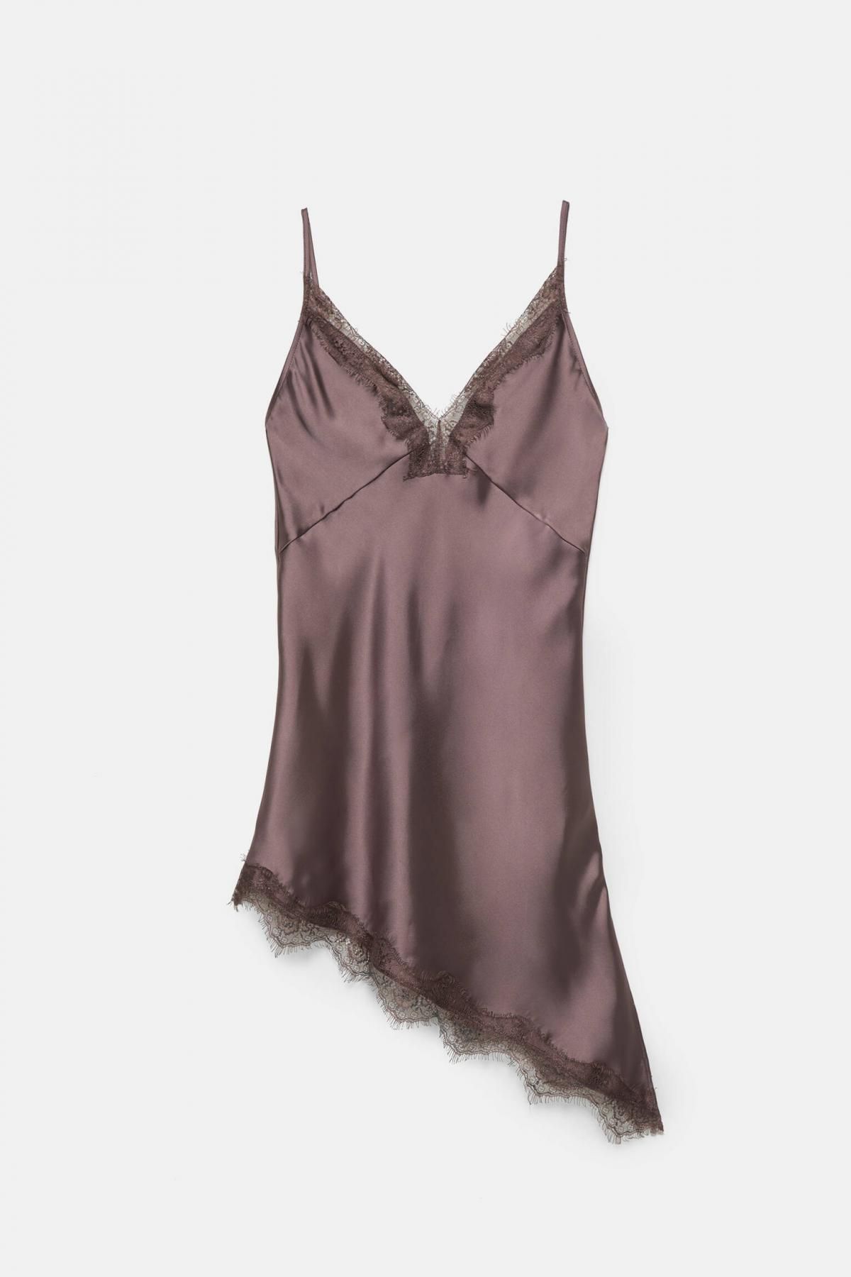 풀앤베어 실키 레이스 비대칭 캐미솔 3460/323 BROWN - 메인 이미지