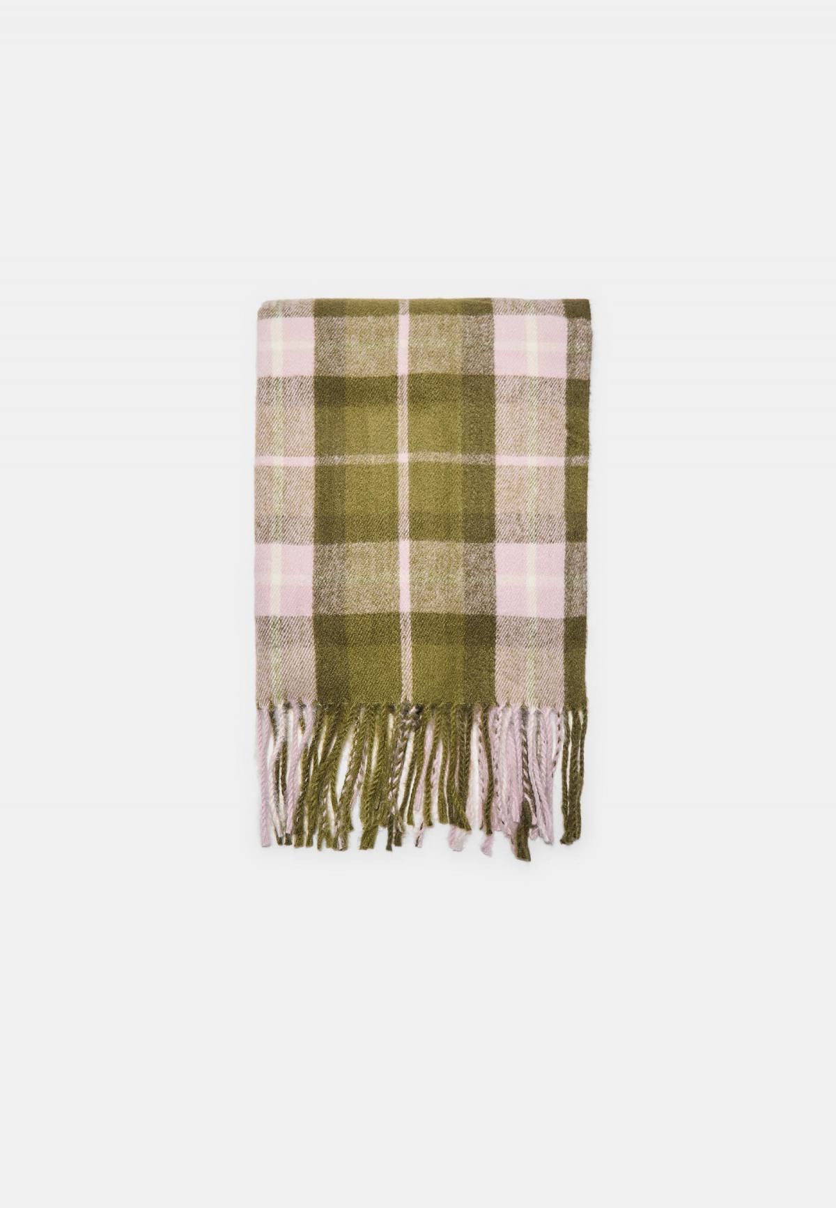 스트라디바리우스 체크 패턴 머플러 스카프 3609/903 OLIVE GREEN - 메인 이미지