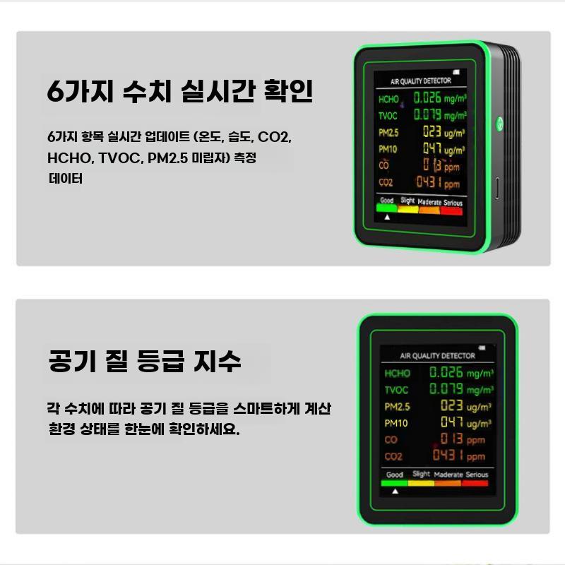 공기 측정기 공기질 대기질 감지 모니터 CO2 포름알데히드 5-in-1 포름알데히드 (검은색) - 상세 이미지 3