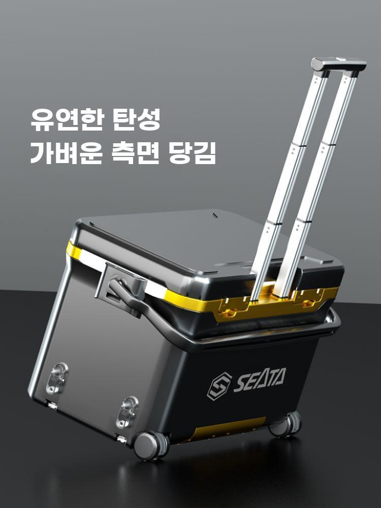 낚시캐리어 이동식 아이스박스 보냉 태클박스 테이블 세트 블랙/레드 박스+숄더 스트랩 - 상세 이미지 3
