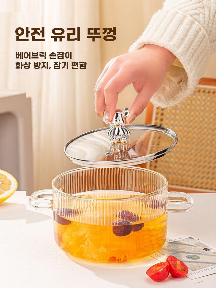 내열 유리 냄비 투명 양수냄비 인덕션 가스 겸용 주방 - 상세 이미지 4