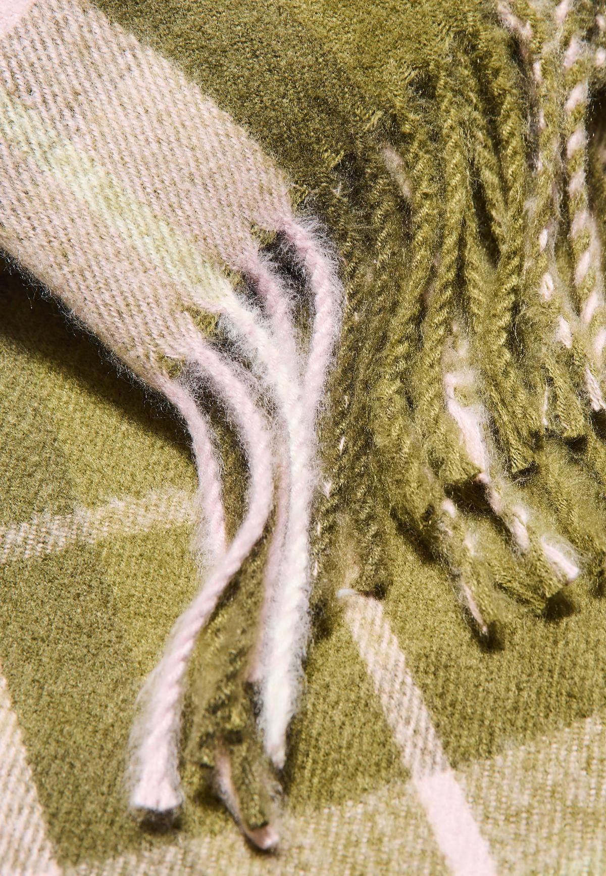 스트라디바리우스 체크 패턴 머플러 스카프 3609/903 OLIVE GREEN - 상세 이미지 4