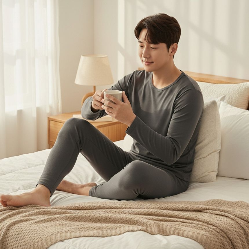겨울 남성 기능성 발열 기모 내의 보온 남자 내복 상의 하의 세트 소울미스킨 - 상세 이미지 2