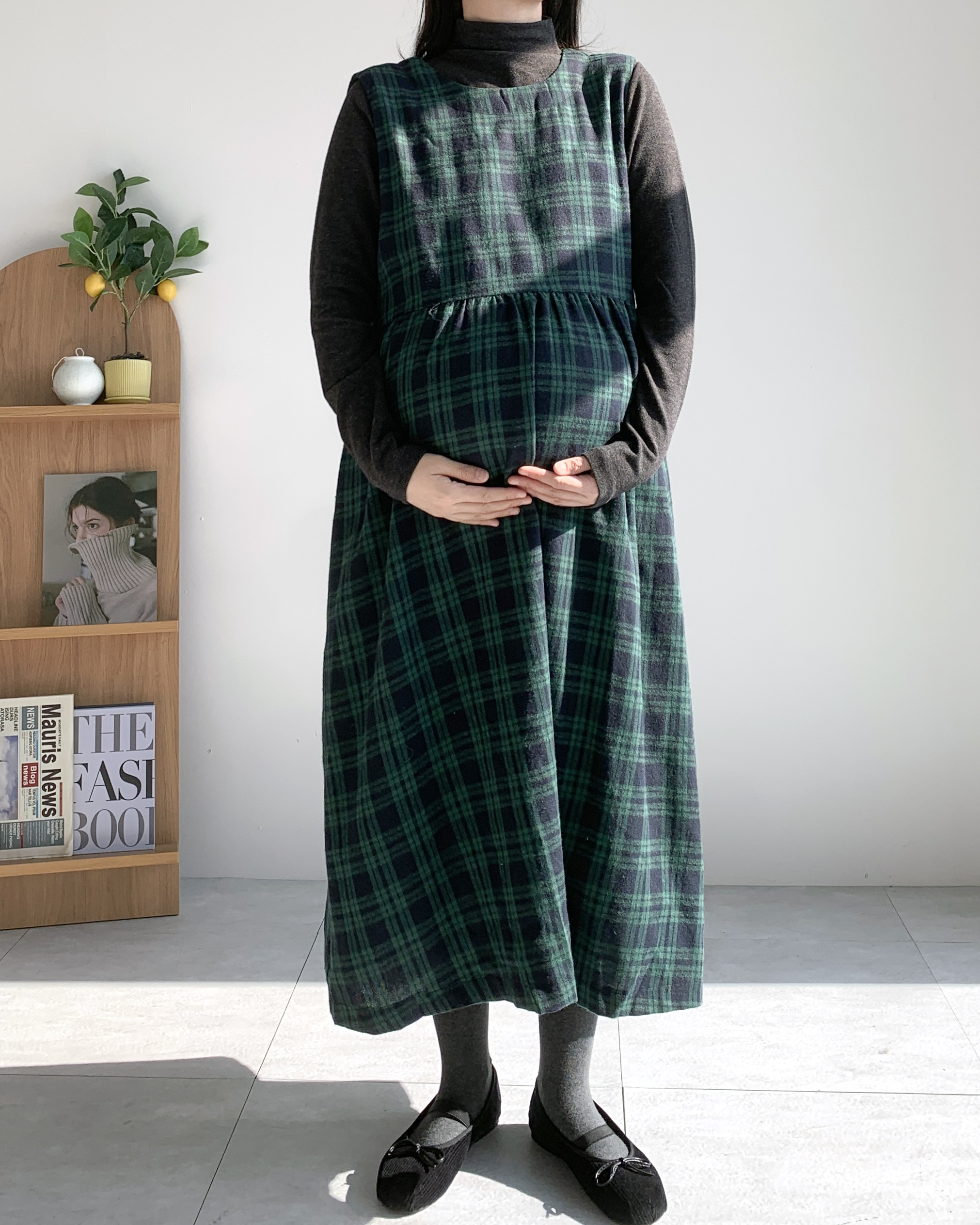 체크원피스 겨울 뷔스티에원피스 기모원피스 - 상세 이미지 2