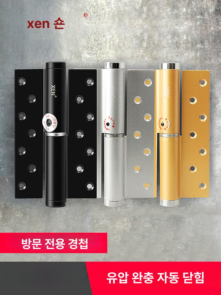자동 닫힘 도어 힌지 유압식 스프링 클로저 무슬롯 간편형 실버 쿠션 힌지(오른쪽 열림) - 상품 이미지