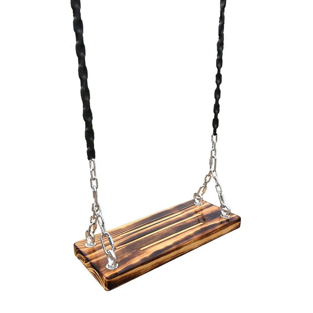 야외 나무그네 쇠사슬 그네 원목 탄화목 스윙 흔들의자 50x20cm 탄화목 (2m 체인)