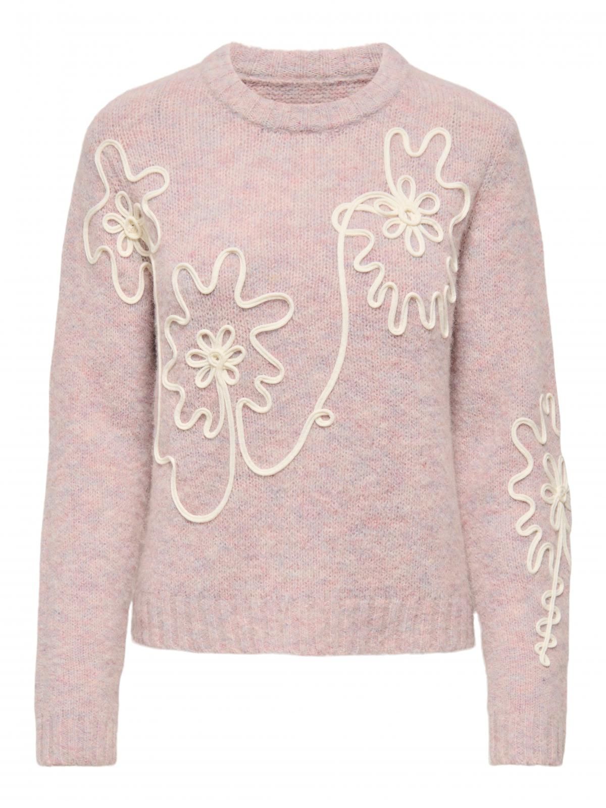온리 3D 플라워 라운드넥 니트 스웨터 15373626_851_1275211 ROSE / MAUVE CHALK - 메인 이미지
